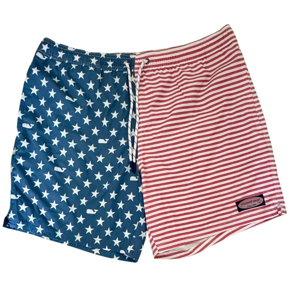 Vineyard Vines Men's Swim Trunks Shorts American Flag Size Medium - Picture 1 of 4